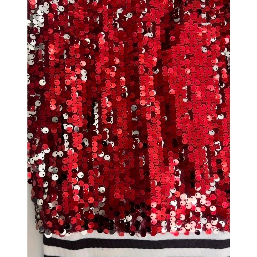 Red and Silver Sequins Bomber Jacket - Picture 5 of 7